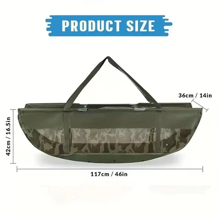 Sac pesée poissons PVC YOTO pliable maille - Poche mesure captures - Utilisation pêche black bass