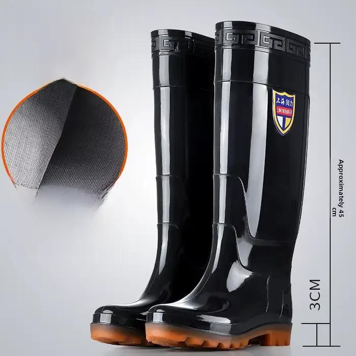 Bottes pluie hautes homme extra épaisses - Chaussures waterproof à semelle tendon de bœuf