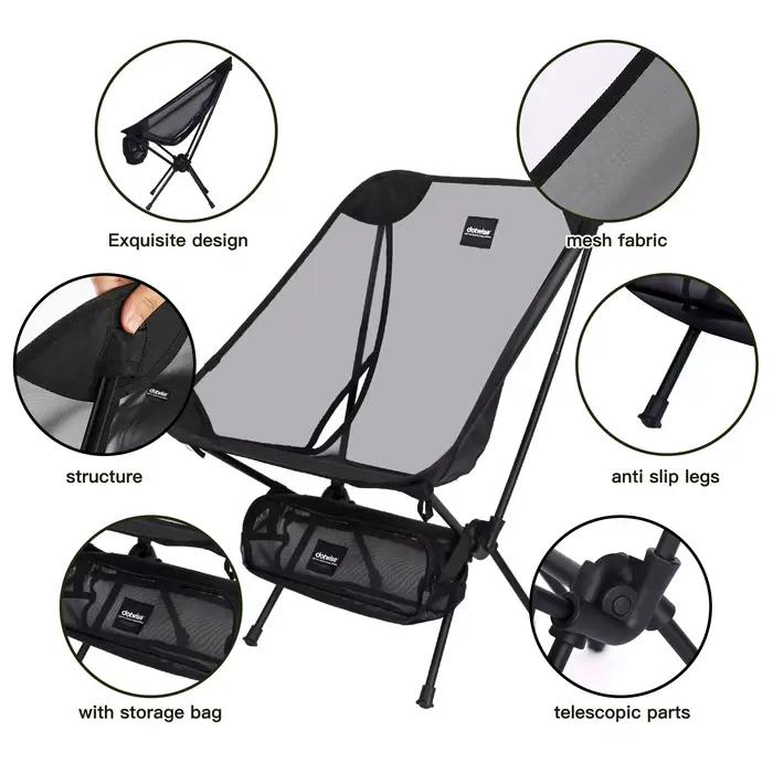 Fauteuil lune pêche camping pliant aluminium 7075 respirant anti-enfoncement surface mesh confortable