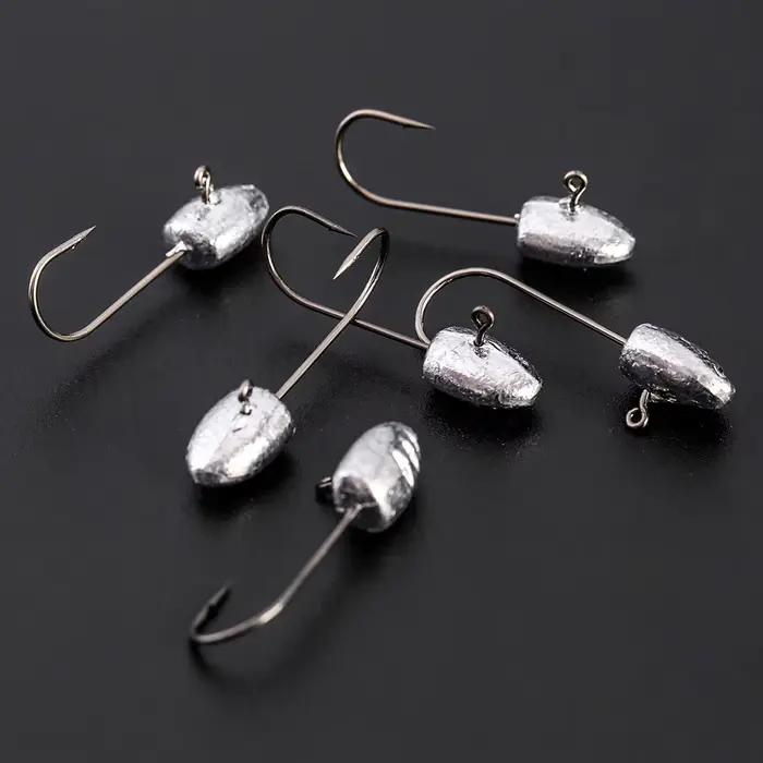Hameçons plombés exposés JOHNCOO 2g 3g 5g - Pour leurres souples et pêche légère - Crochets appâts naturels