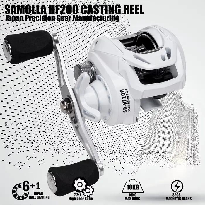 Moulinet Baitcasting SAMOLLA Nouveau Saltwater Ultraléger Long Shot 6+1BB Drag Clicker Ratio 7.2:1
