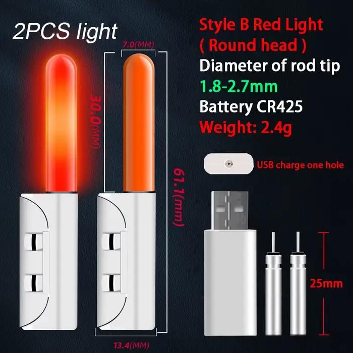 2 Flotteurs lumineux LED pour canne à pêche, rechargeables par USB, pour la pêche de nuit CR425