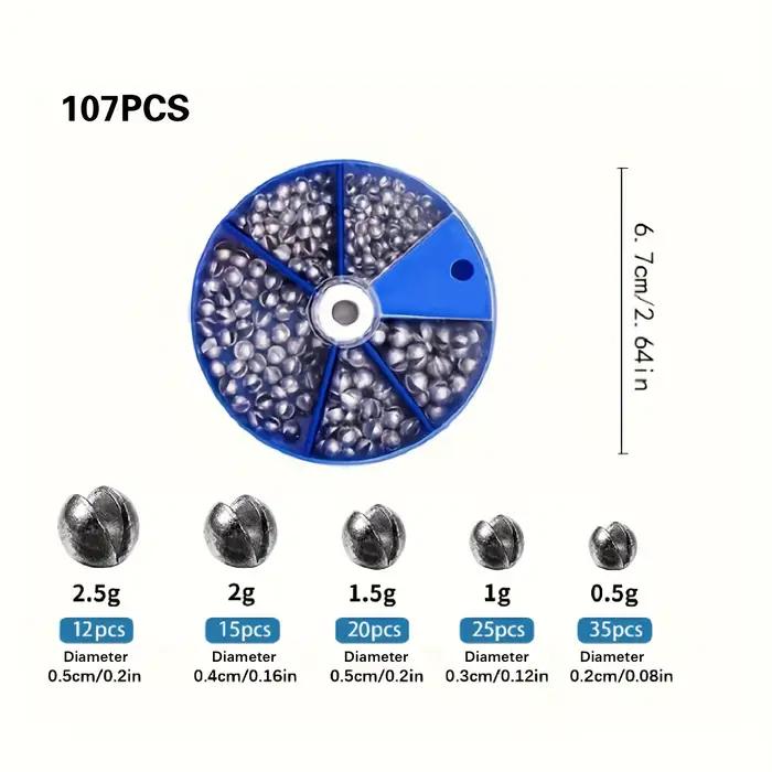 Plombs de pêche ronds amovibles - Lot de 107 ou 230 pièces pour une pêche précise et adaptable