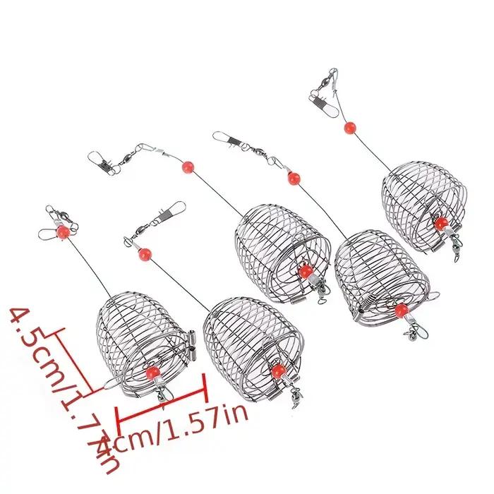 Cage à appâts en acier inoxydable 5 pièces pour amorçage et distribution précise des appâts en pêche