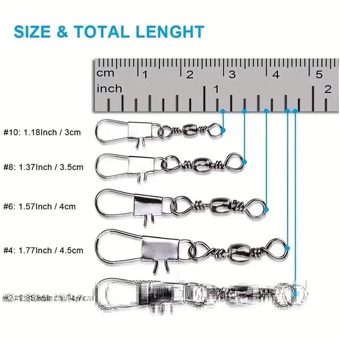 10/30/50 Connecteurs Rapides Lock Clips Fishhook Rolling Swivel Accessoires Pêche Sport Outils