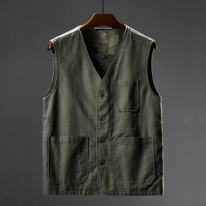 Veste de pêche grande taille M-8XL en coton respirant - Maille aérée pour pêche estivale et outdoor