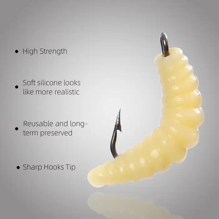 Leurre souple lumineux Bionic Rubber Maggot pour truite perche brochet, idéal pêche en rivière et lac