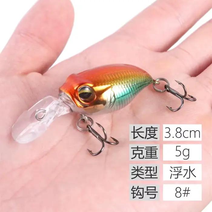 Leurre dur ABS Griffon 5g 3.8cm avec plaque à langue pour pêche en surface, appât leurre black diamond.