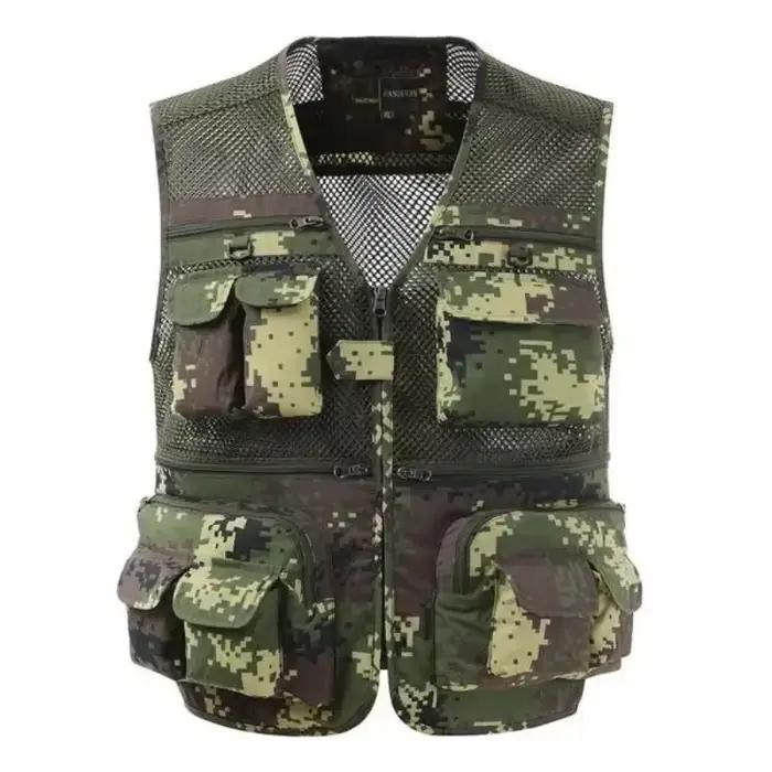 Veste de pêche sans manches homme multi-poches respirante mesh pour été et randonnée