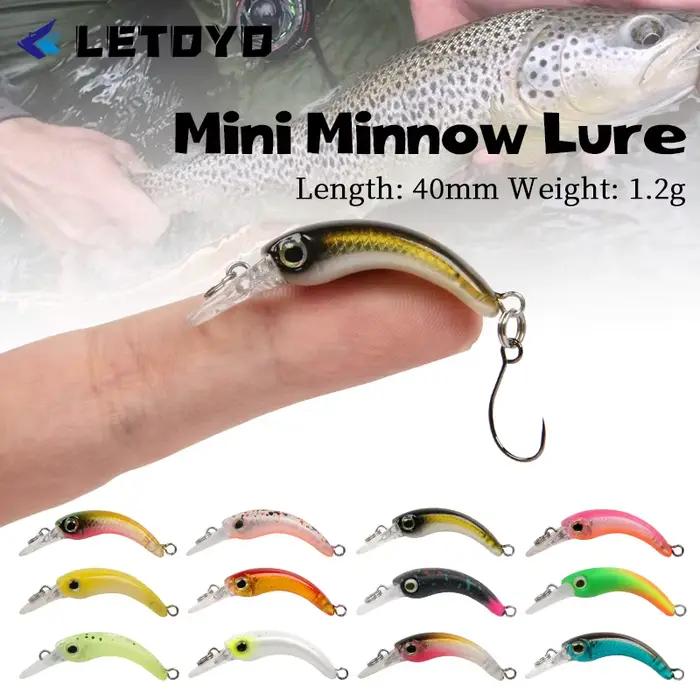 Leurre flottant mini truite LETOYO 1.2g, appât dur micro pour pêche de la truite, perche et black bass