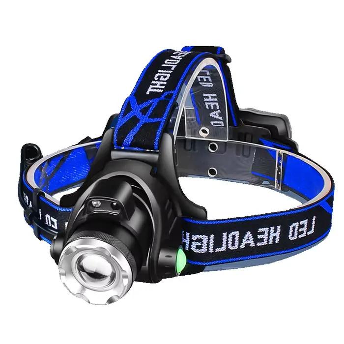 Lampe frontale LED zoomable télescopique étanche rechargeable pêche camping portable