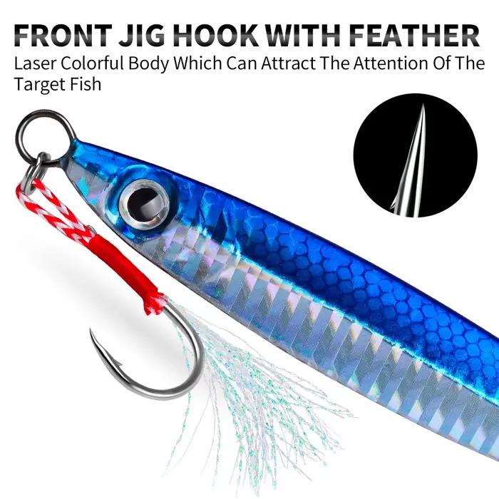 Leurres métal jig 3D 5 pièces 10g à 60g pour pêche en mer et surfcasting -