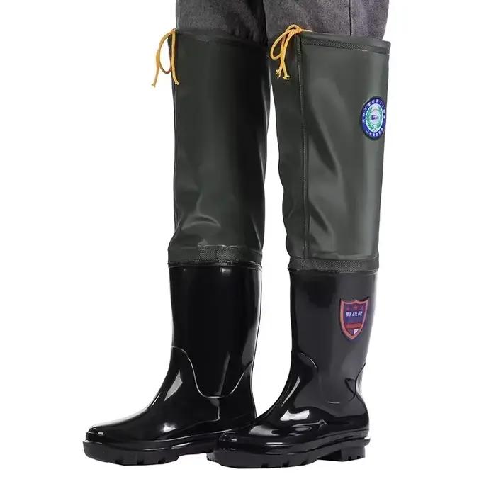Pantalon de pêche imperméable renforcé avec bottes intégrées antidérapantes et résistantes à l'usure