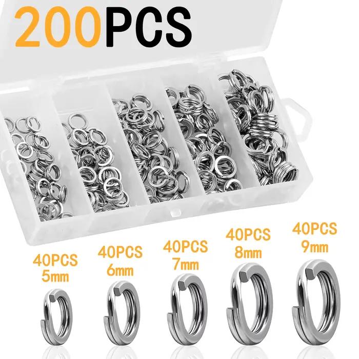 Lot de 200 à 250 anneaux split pêche inox haute résistance pour leurres et boîte à matériel