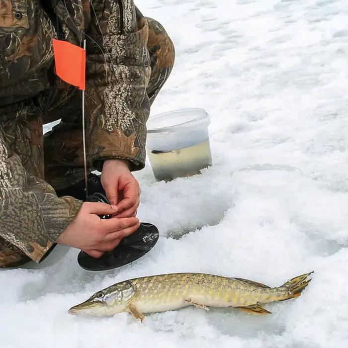 Canne à pêche sur glace FTK 2 pièces avec système de freinage pratique - Accessoire hiver
