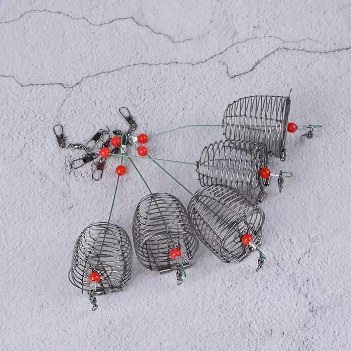 Cage à appâts de pêche en acier inoxydable, 5 pièces emboîtables pour amorçage