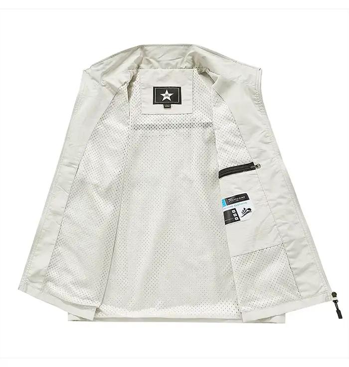 Veste sans manches pêche homme été respirante multi-poches cargo loose décontractée