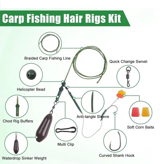 Montages carpodromes prémontés 6 pièces avec plomb 80g et bas de ligne plombé pour pêche à la carpe