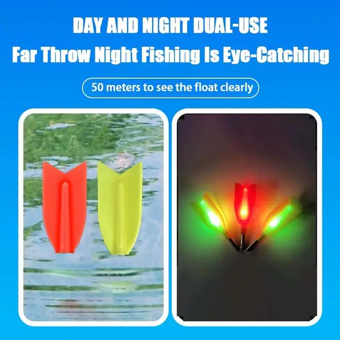 Flotteur de pêche électronique LED 2025 pour nuit, lumineux vert/rouge à 3 cornes haute visibilité