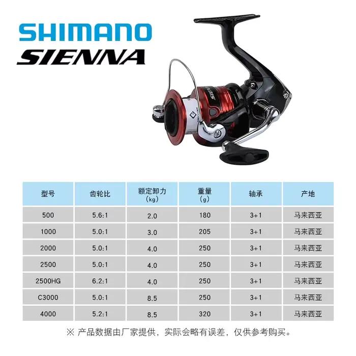 Moulinet spinning SHIMANO SIENNA original 2000 2500 3000 4000 pour eau douce et mer