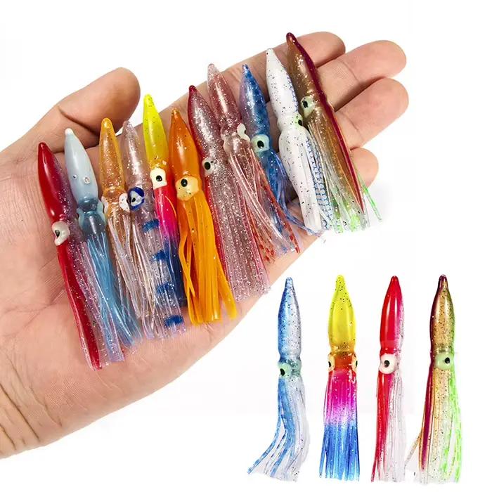 10 leurres souples poulpe 8cm appâts artificiels pour pêche thon espadon voilier