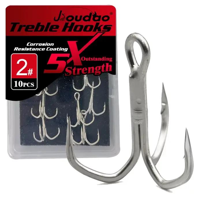 Hameçons triples 5X renforcés 10 pièces pour pêche gros poissons truite saumon thon