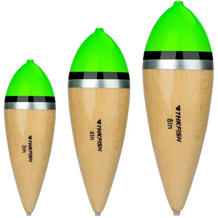4 flotteurs coulissants THKFISH 5 pouces pour black-bass et perche - Bobbers en bois pour pêche
