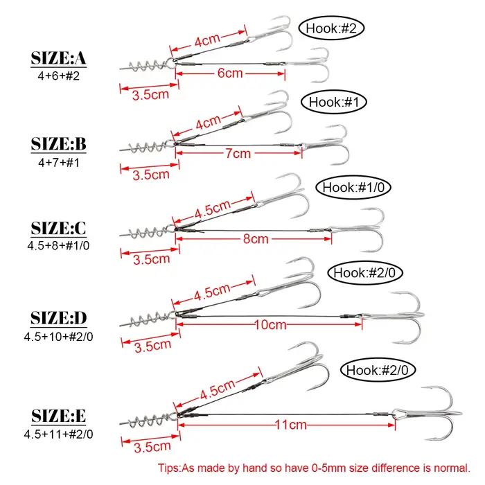 Hameçon treble stinger rig corkscrew - acier carbone pour pêche brochet et perche
