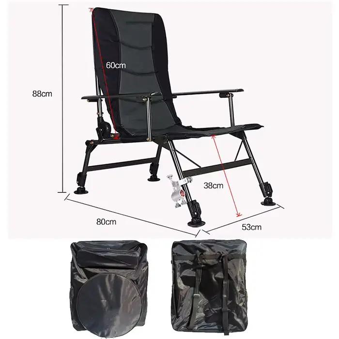Chaise de pêche 150kg multifonction avec dossier haut réglable 160° pour camping et loisirs extérieurs
