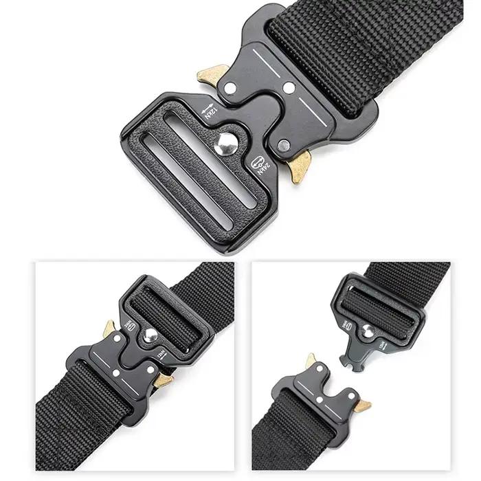 Ceinture tactique rapide dégagement pêche chasse - Ceinture nylon souple unisexe noir outdoor