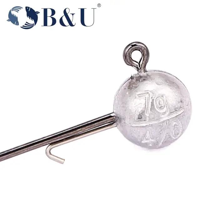 Hameçons jig head plomb haute résistance 3/0 4/0 B&U pour leurres souples 5-21g bass brochet