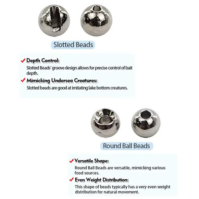 Perles tungstène Aventik 2.5-4.5mm pour montage de nymphes, perles fendues haute densité pour la pêche