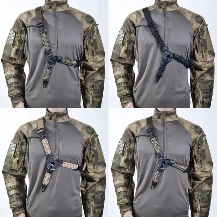 Bretelle de fusil tactique à point unique en nylon pour chasse et pêche ajustable durable