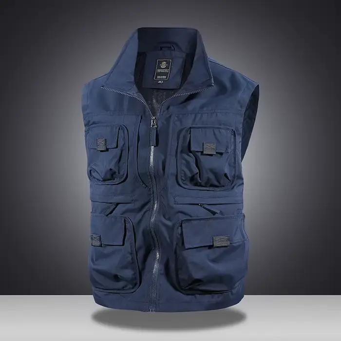 Veste sans manches homme multifonction pêche travail printemps automne respirante à poches multiples