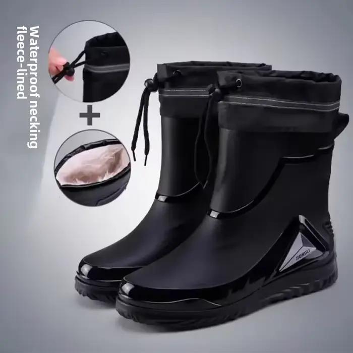 Bottes de pluie homme imperméables anti-dérapantes pour pêche et travail extérieur chaudes