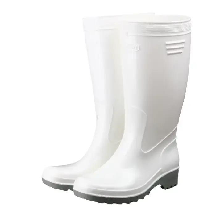 Bottes de pêche blanches anti-dérapantes mi-mollet imperméables pour chef et extérieur