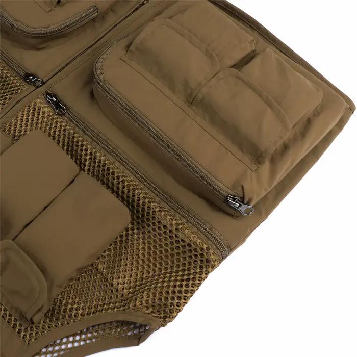 Veste tactique homme pêche été sans manches multi-poches mesh respirant veste de travail gilet