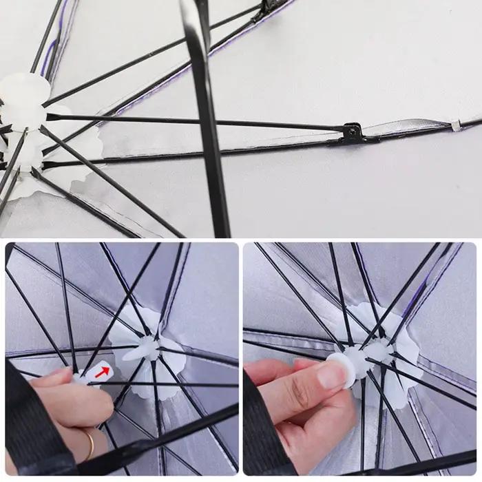 Chapeau parapluie pêche anti-vent pliable portable protection solaire pluie camping plage extérieur
