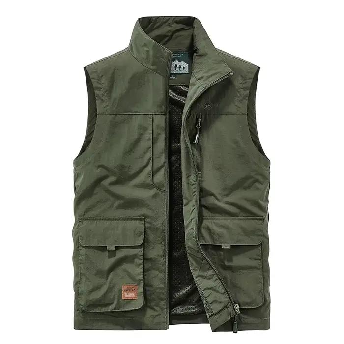 Veste de pêche légère homme multi-poches pour randonnée et loisirs en plein air