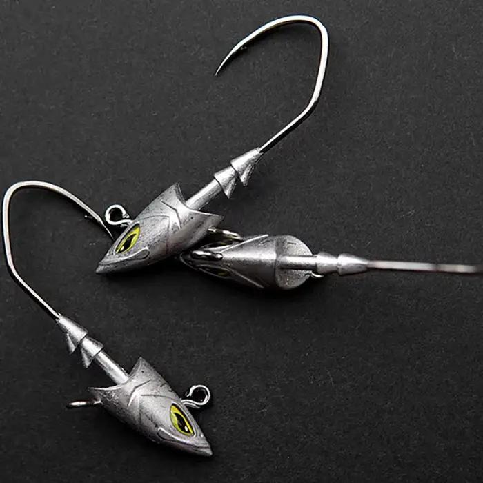 5 hameçons jigging tête triangle 14g à 42g avec yeux 3D - Matériel pêche mer gros poissons