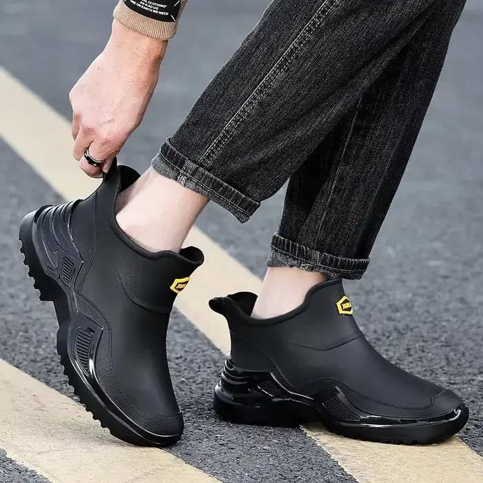 Bottes de pluie militaires vertes hommes sport courtes épaisses antidérapantes pêche EVA semelle