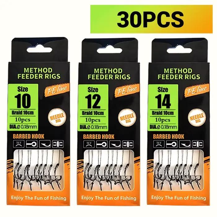 Montages prêts à pêcher pour carpes et carassins - Méthode feeder et hair rigs avec ligne tressée et hameçons barbelés