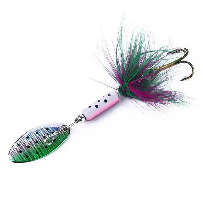 Leurre métal VIB 3.5g avec plumes et paillettes : leurre dur vibrations pour bar et pêche au vif