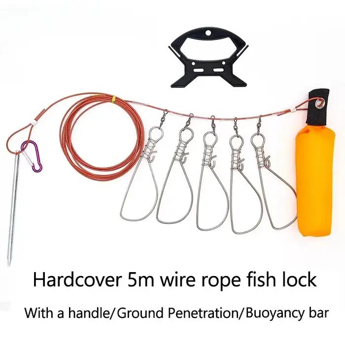 Attache poisson avec mousqueton et dévidoir en acier inox pour la pêche en mer et rivière