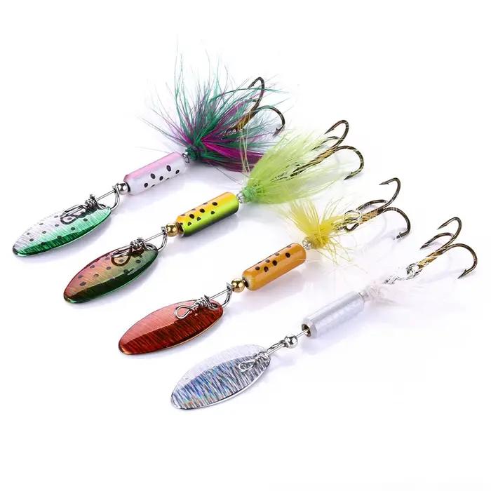 Leurres métalliques vibrations 3.5g - Leurres VIB à plumes pour perche et black bass - Pêche leurres durs