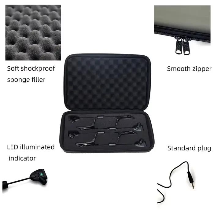 Set JSFUN 4 Porte-Détecteurs de Touche Lumineux Multicolores - Swingers LED pour Pêche Carpe en Étui