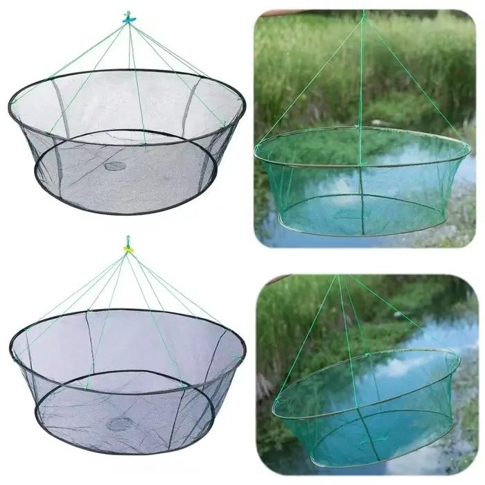 Filet de pêche pliable 80 à 100 cm pour crevettes crabes anguilles avec bouche coulissante cage à crabe filet à crevettes lifting lancé à la main conception rétroactable pêche en déplacement portable