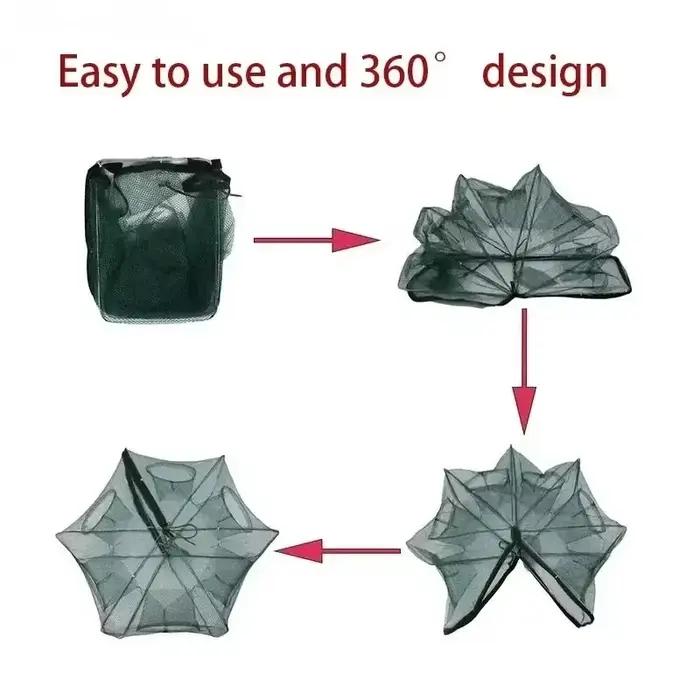 Piège à écrevisses pliable en maille pour pêche au crabe, crevettes et anguilles - Filet de capture