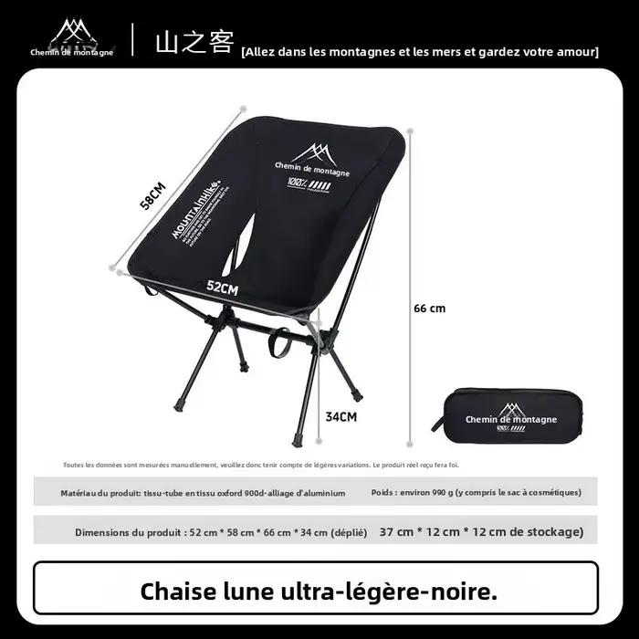 Fauteuil lune MOUNTAINHIKER ultra-léger alliage aluminium - Banc pliant portable camping randonnée pêche vert noir kaki