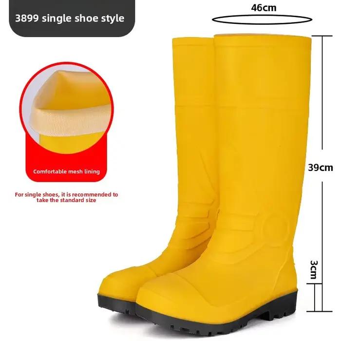 Bottes pêche hautes imperméables jaunes minimalistes - Chaussures caoutchouc résistantes pour rivière